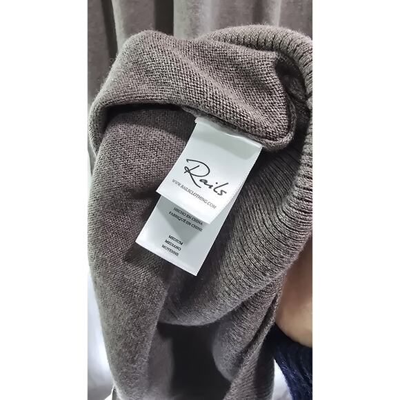 Rails Dress Womens Medium Brown Sweater Margot Midi Maxi Bow Cashmere - Picture 10 of 15